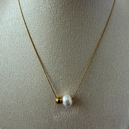 Amparo Pearl and Gold Bead Necklace