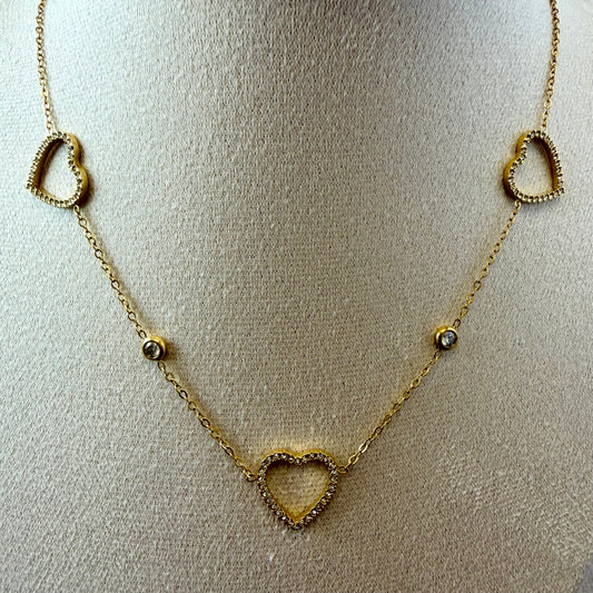Belén Triple Heart Zircon Necklace