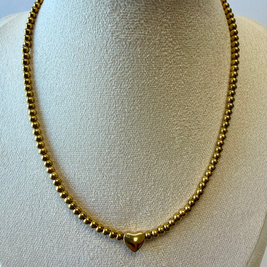 Alejandra Gold Beaded Heart Necklace